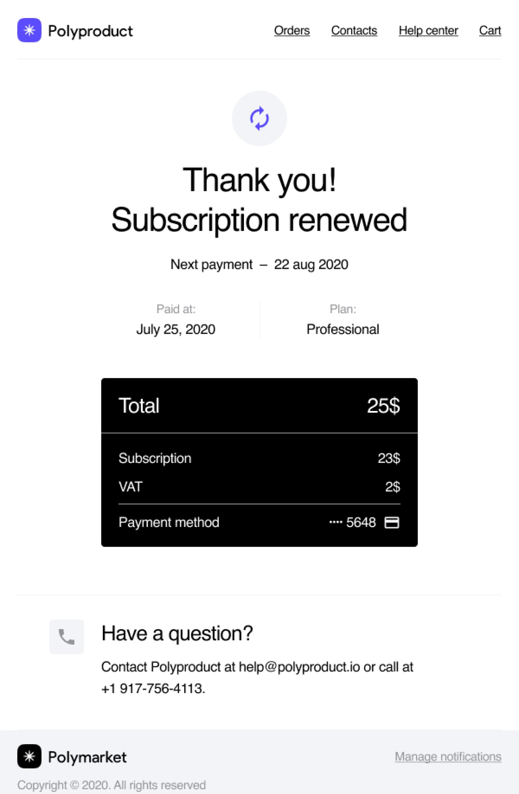 Subscription renewed